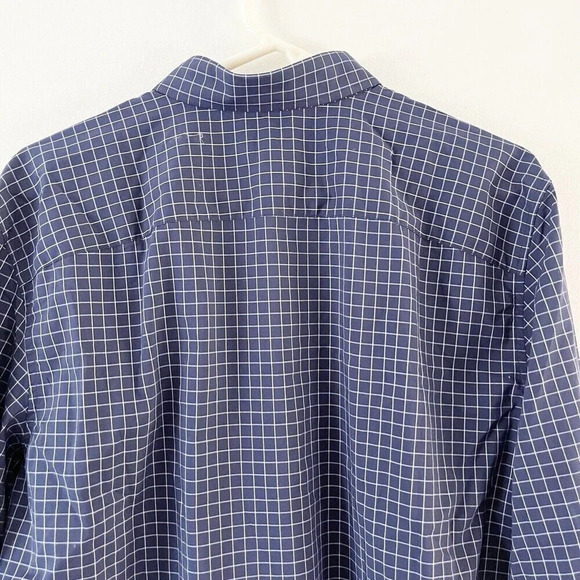 Gap Mens Navy Window Pane Button Up Shirt Sz L Standard Fit Performance Cotton - Picture 11 of 12